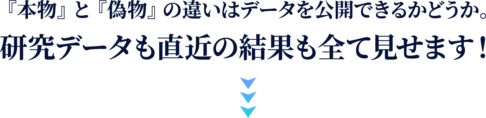 『本物』と『偽物』の違いはデータを公開できるかどうか。研究データも直近の結果も全て見せます！